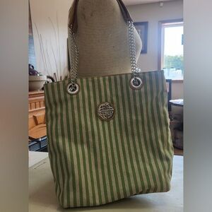 Kate Landry Big Sturdy Striped Chain Tote Beach NWT
